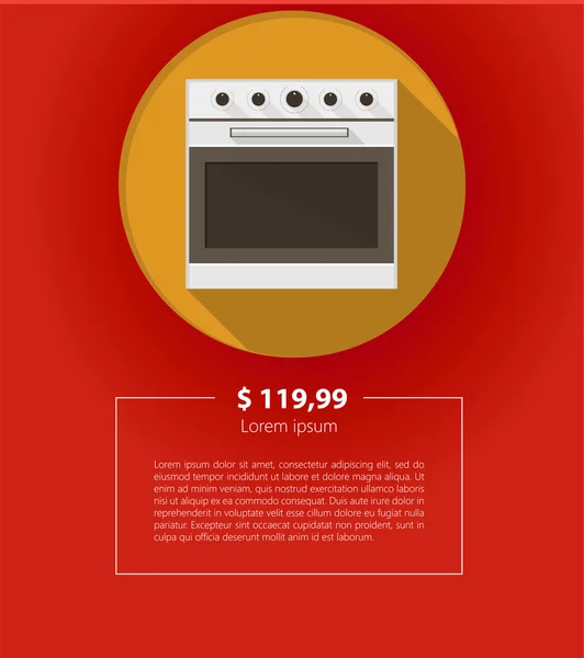Layout pubblicitario vettoriale per elettrodomestici da cucina. Forno bianco . — Vettoriale Stock