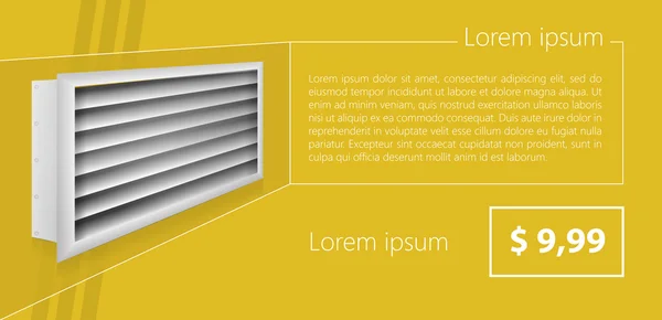 Layout annuncio vettoriale per persiane di ventilazione — Vettoriale Stock