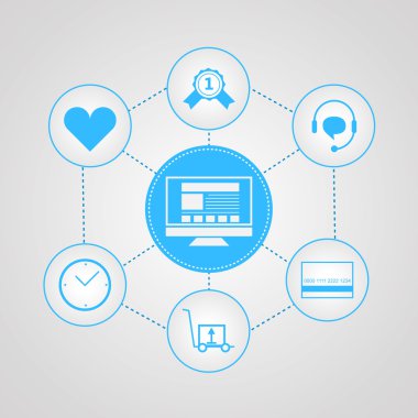 Internet satış için düz vektör simgeler