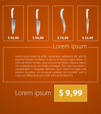 düz minimalist vektör şablon iş tasarımı. mutfak bıçakları.