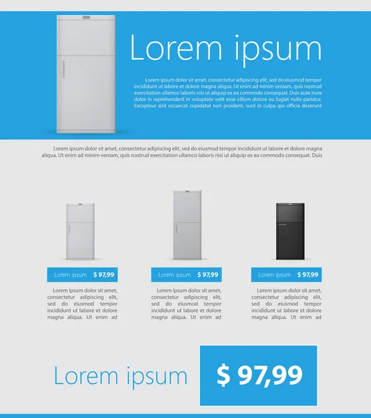Flache Vektor minimalistische Vorlage Business-Design. Kühlschränke. — Stockvektor