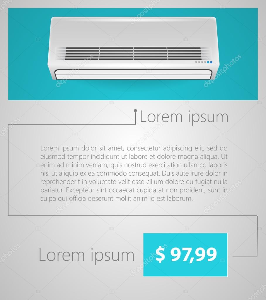Flat vector minimalist template business design. Air conditioner.