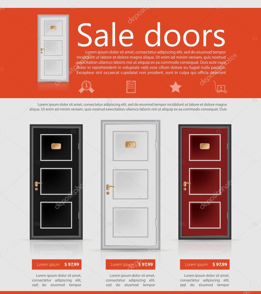 Flat vector minimalist template business design. Doors.