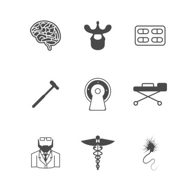 Black vector icons for neurology clipart