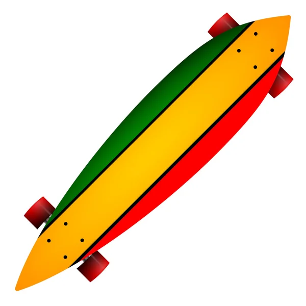 Ilustración vectorial del longboard de tres colores — Vector de stock