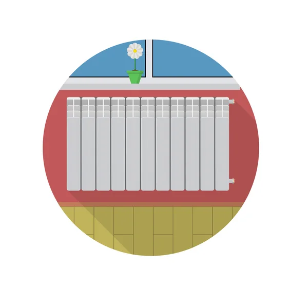 Ícone vetorial plano para radiador no quarto — Vetor de Stock