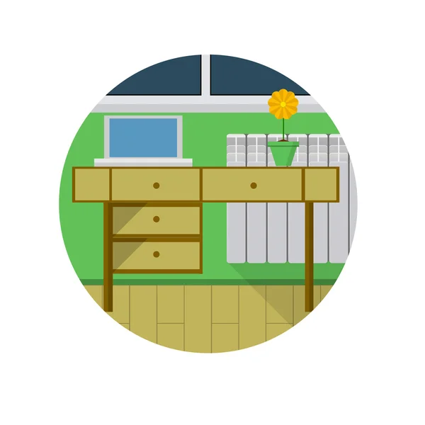 Icono de vector plano para escritorio en la habitación — Vector de stock