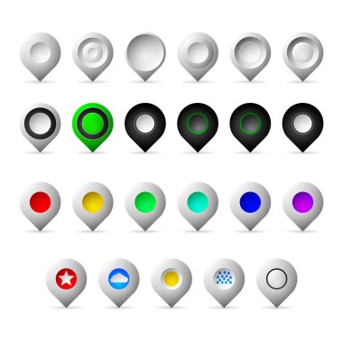 Colored markers geolocation vector icons