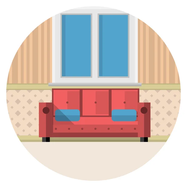 Flat vector icon for living room — Stock Vector