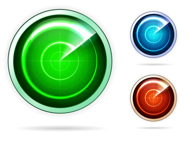 Vector icons for colored radar — Stock Vector