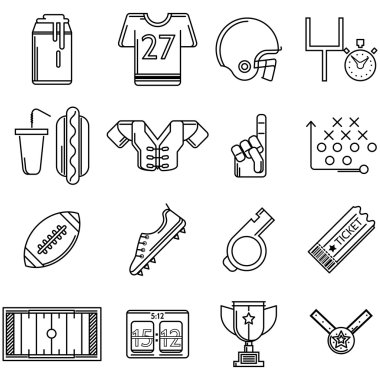 Amerikan futbolu için kontur vektör simgeler