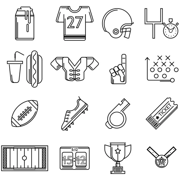 Контурные векторные иконки для американского футбола — стоковый вектор