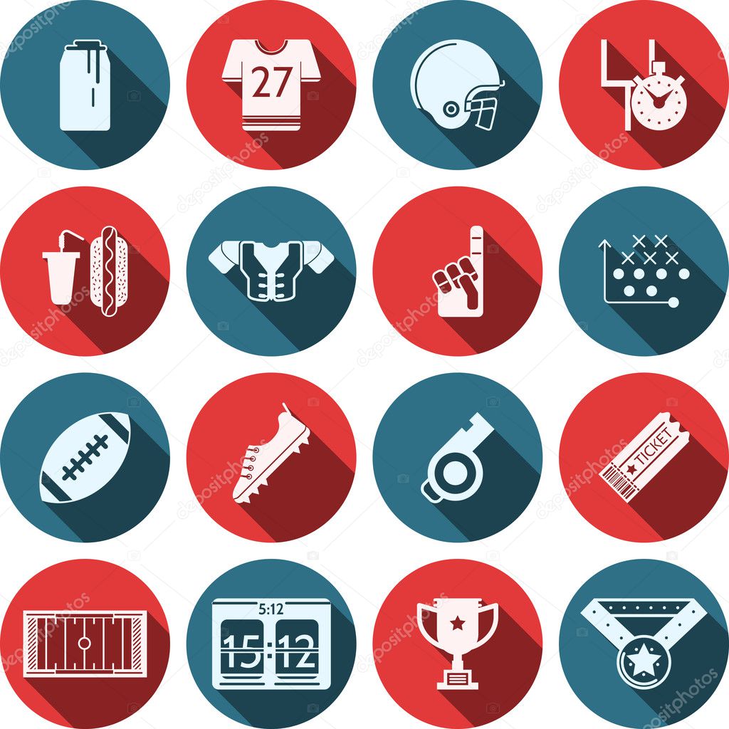 Flat vector icons for American football