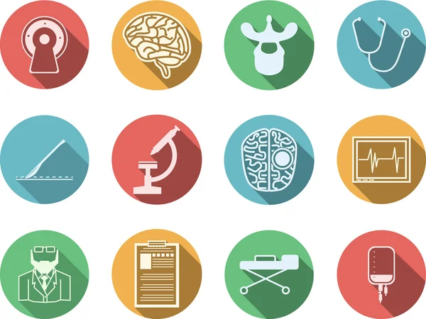 Iconos vectoriales coloreados para neurocirugía — Vector de stock