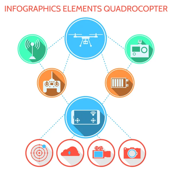Renkli vektör Infographic quadrocopter kümesi için