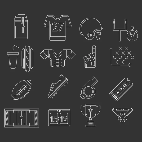 American football outline vector icons — Stock Vector