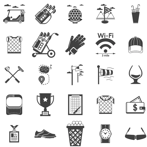 Vector collection of black icons for golf — Stock Vector