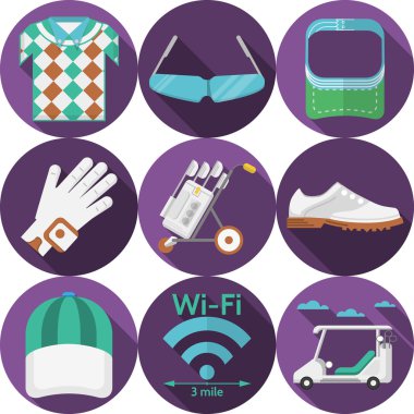 Golf için daire düz vektör simgeler