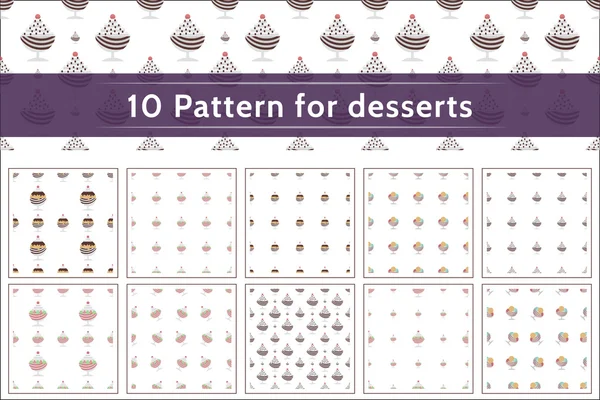 Raccolta vettoriale di 10 modelli per dessert — Vettoriale Stock