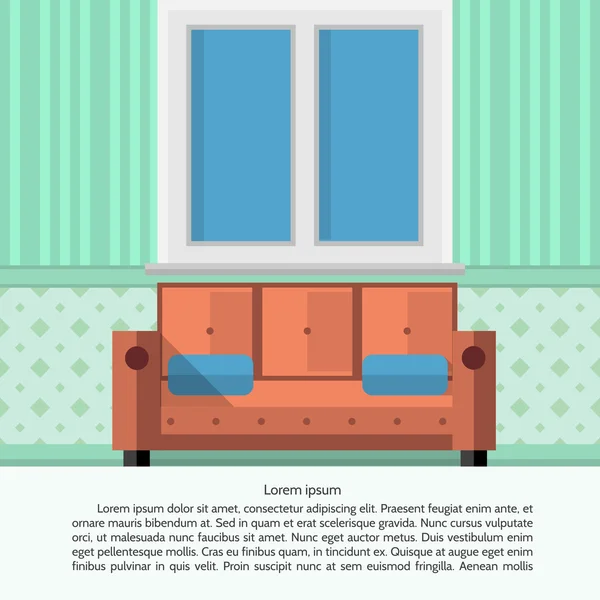 Ilustración vectorial plana del interior de la sala — Vector de stock