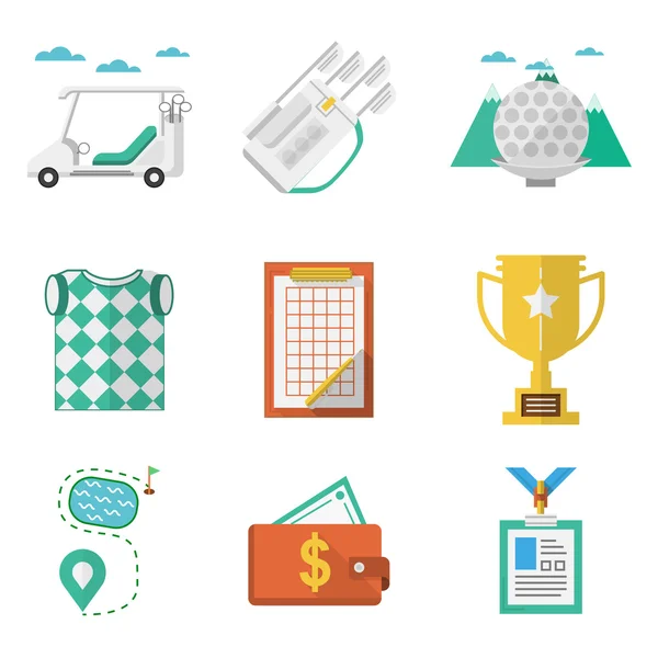 Colored vector icons for golf — Stock Vector