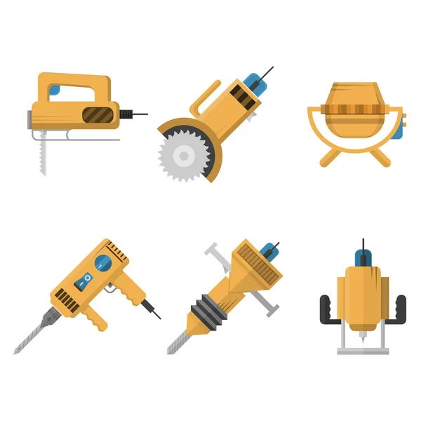 Iconos de colores colección vectorial de equipos de construcción — Vector de stock