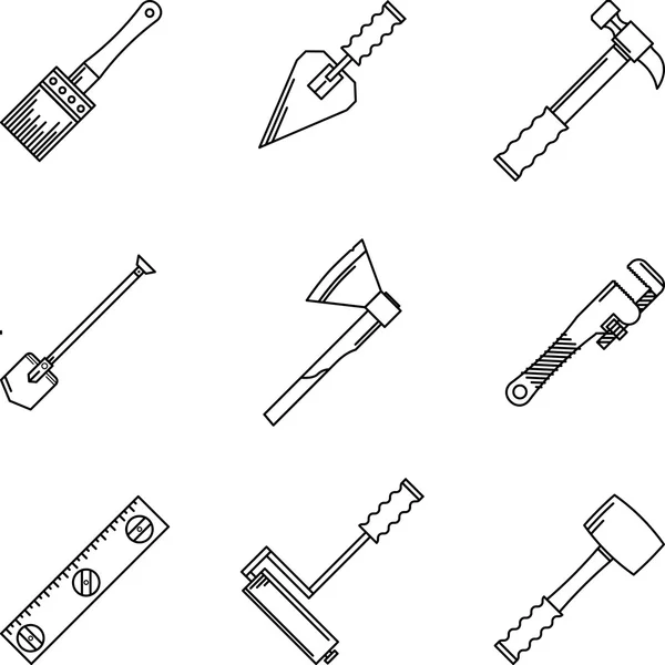 Iconos vectoriales de contorno para herramientas manuales — Vector de stock