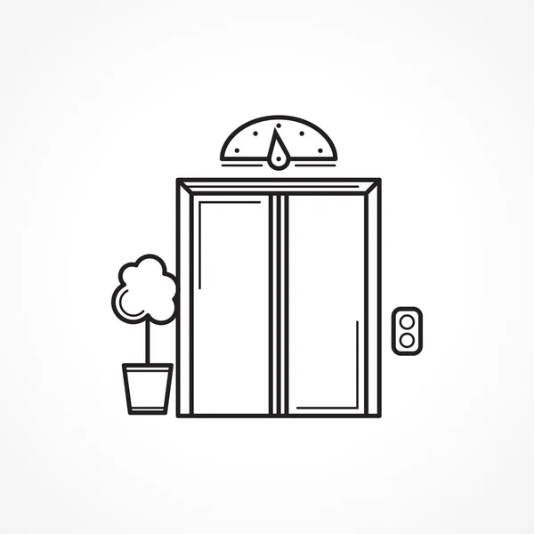Porta do elevador fechado ícone vetor linha preta Ilustração De Stock