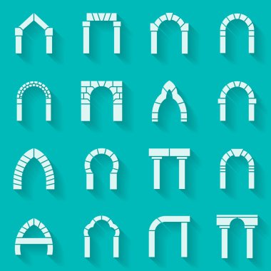 Düz siluet simgeler koleksiyon Arch vektör