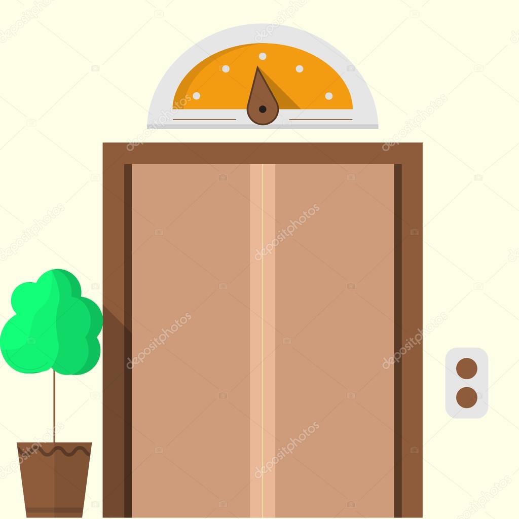 Flat vector icon for hotel. Closed elevator