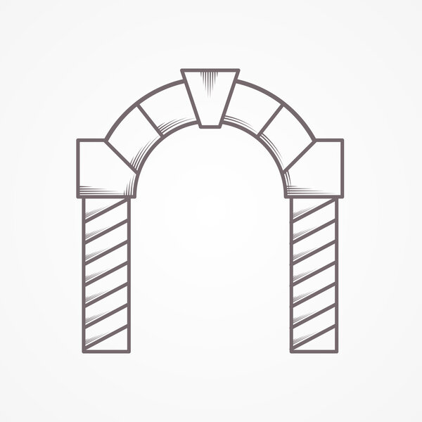 Flat line round  arch vector icon