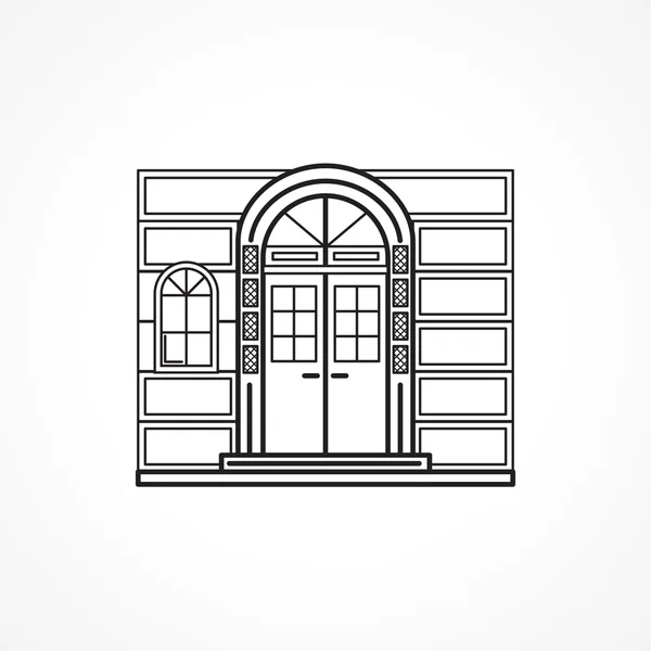 Fachada arco puerta negro línea vector icono — Vector de stock