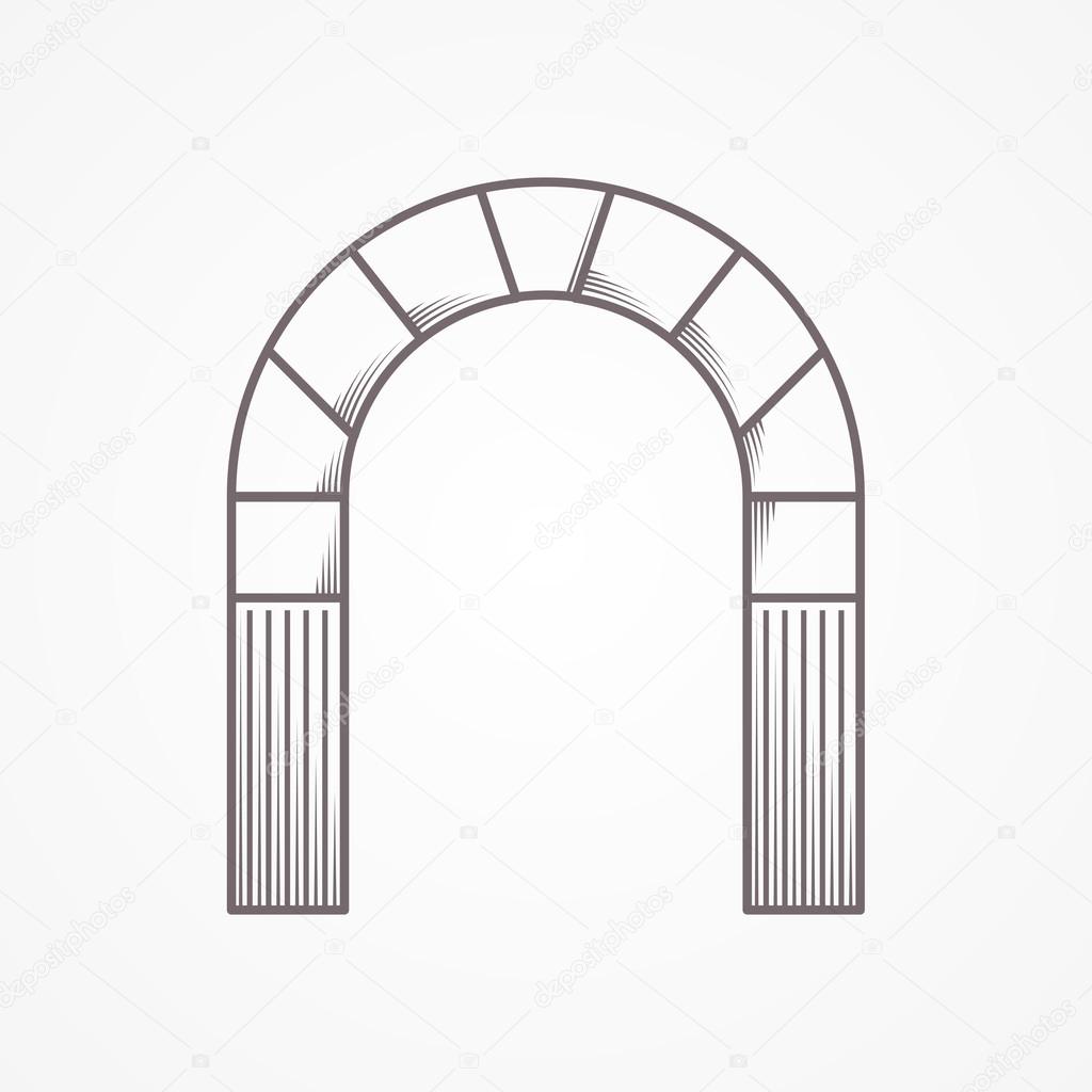 Flat line design round arch