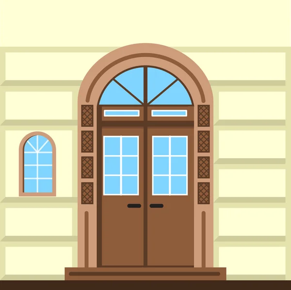 Flat vector illustration of commerce building facade door — Stock Vector