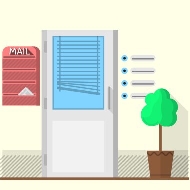 Office kapılar düz vektör çizim