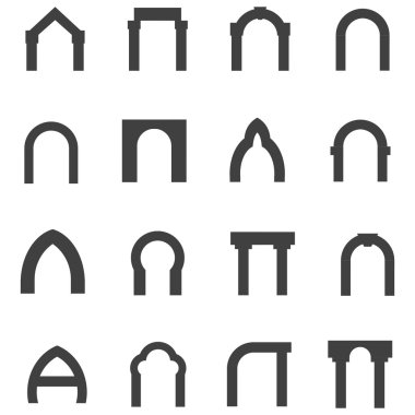 Black monolith vector icons for archway clipart