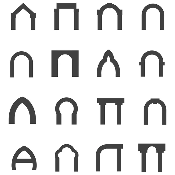 Black monolith vector icons for archway — Stock Vector