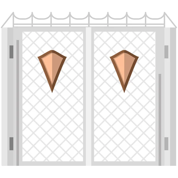 Flat color vector icon for steel gates with shields — Stock Illustration Flat color vector icon for steel gates with shields Stock Illustration