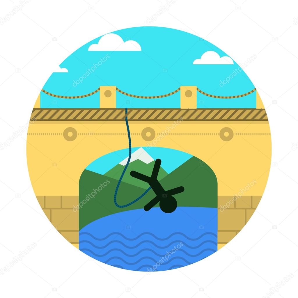 Flat vector icon for extreme sport. Rope jumping.
