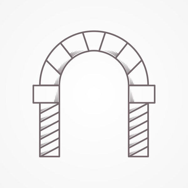 Flat line vector icon for round arch