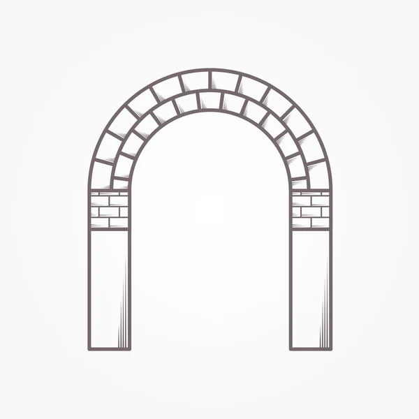 Flat line brick archway vector icon — Stock Vector