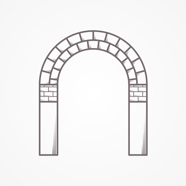 Flat line brick archway vector icon