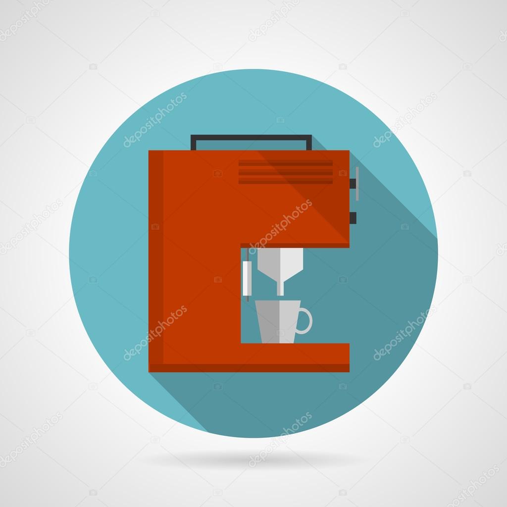 Flat color red coffee machine vector icon