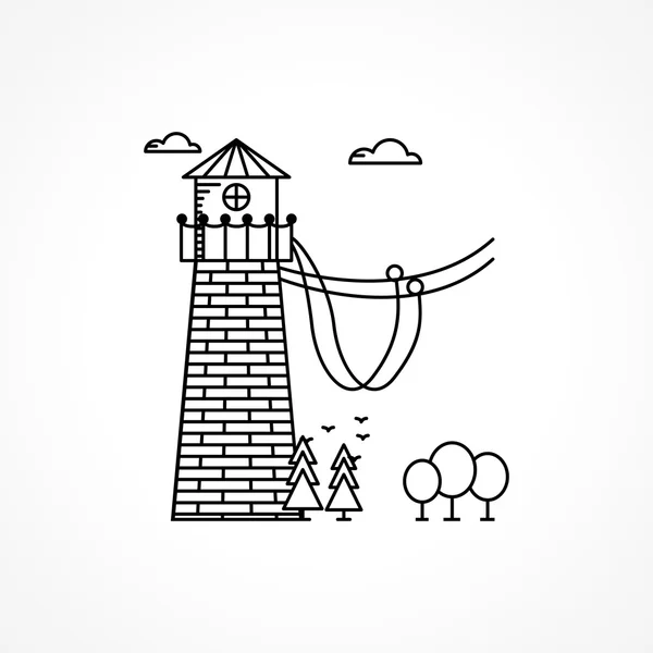 Zwarte vector pictogram voor touw springen van de toren — Stockvector