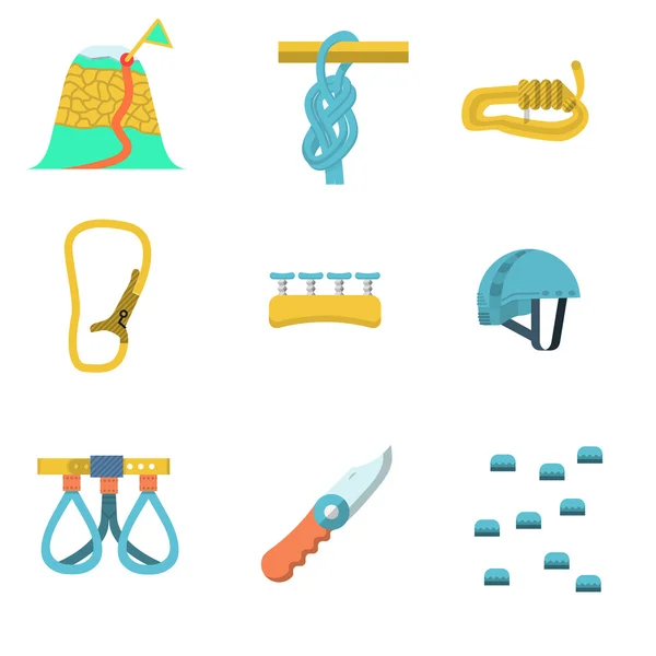 Flat color vector icons for climbing outfit — Stock Vector