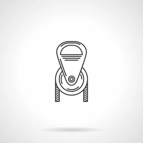 Black line pulley vector icon — Stock Vector