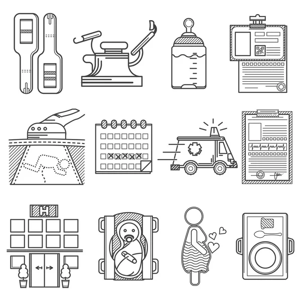 Iconos negro colección de vectores para la ginecología — Vector de stock