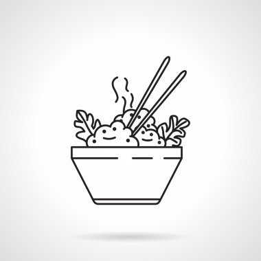 Pirinç kase siyah çizgi vektör simgesi