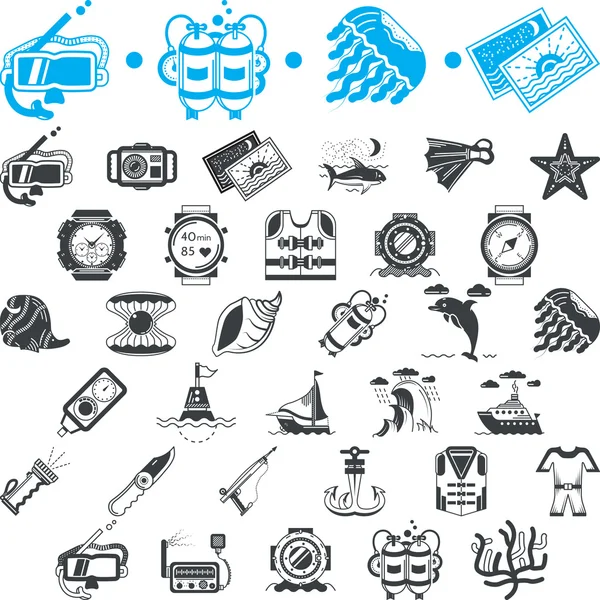 Iconos náuticos colección vectorial — Vector de stock