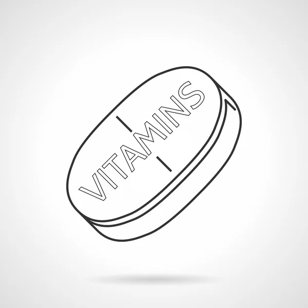Black line vector icon for vitamins tablet — Stock Vector